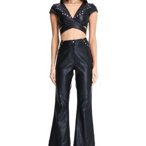 NWT  I.AM.GIA Desiree Studded Vegan Leather Black Pants Sz‎ S